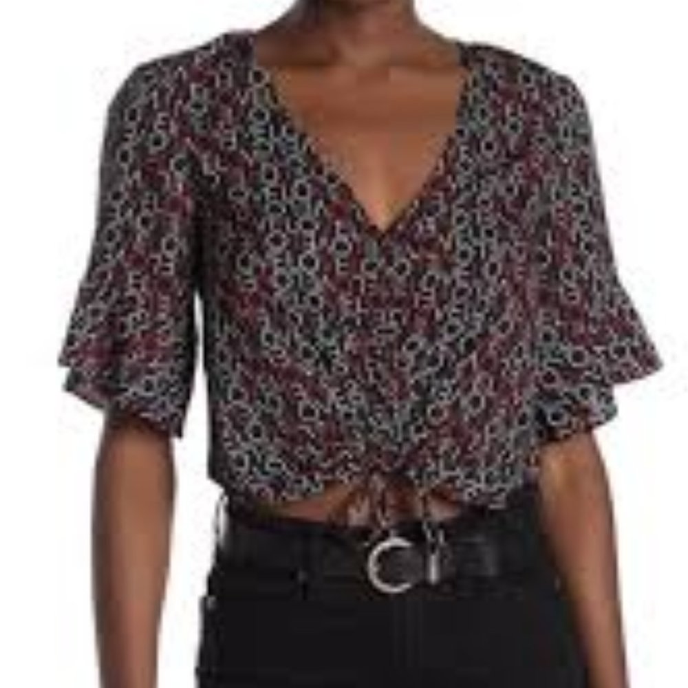 Rachel Roy Love Drawstring Tie Crop Top NWT L
